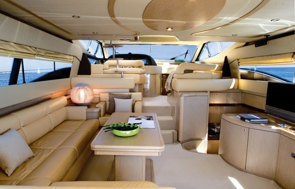 Elegant dining setup aboard the Ferretti 591 yacht